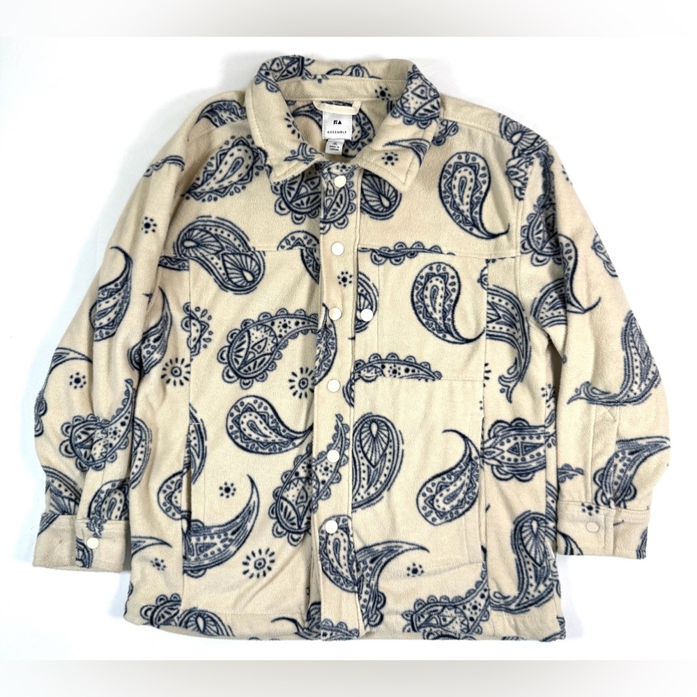 ASSEMBLY Boys‎ Fleece Shirt Jacket Size M (8) Paisley Print Cozy Layering